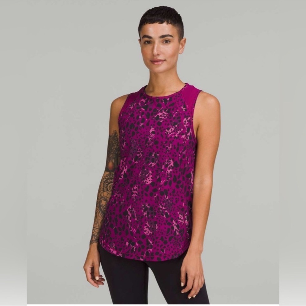 Lululemon Sculp Tank Top Cheetah Print Magenta Purple